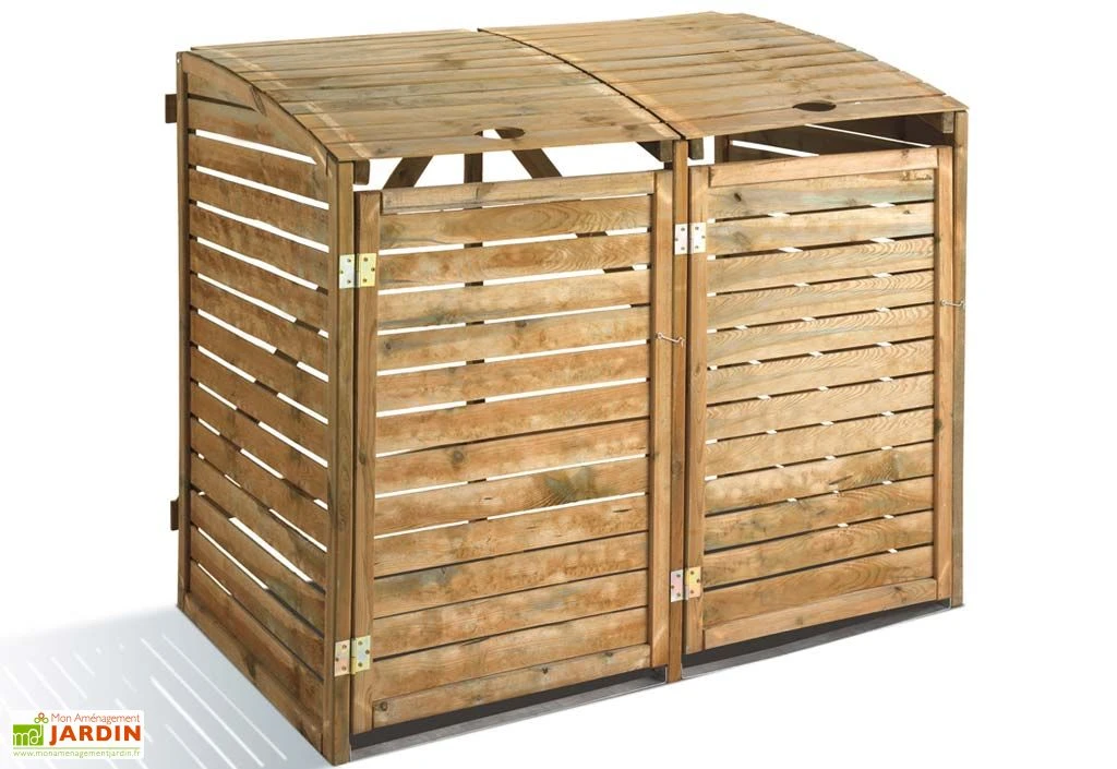 Cache Poubelle Double En Bois Traité Dioica