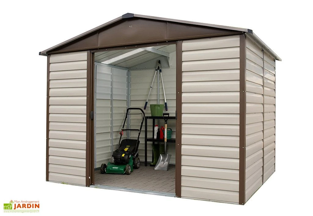 Abri De Jardin Acier Galvanisé Taupe Marron 197 X 303 Cm 5,97 M² – Image 2