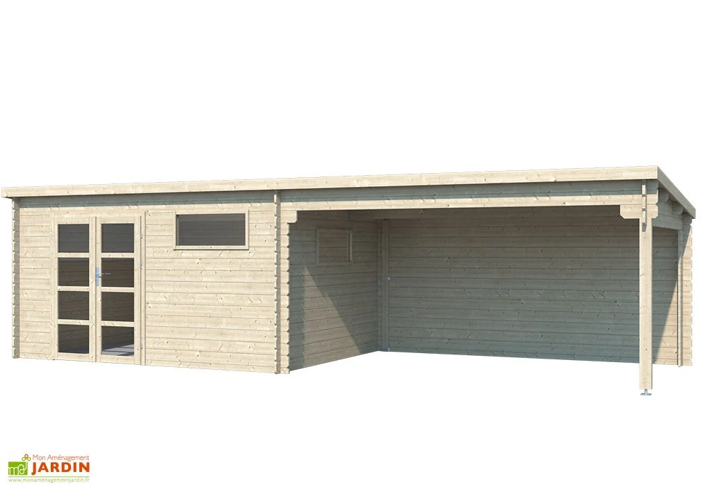 Abri De Jardin + Auvent En Bois D’épicéa Brut 22,9 M² – Image 2