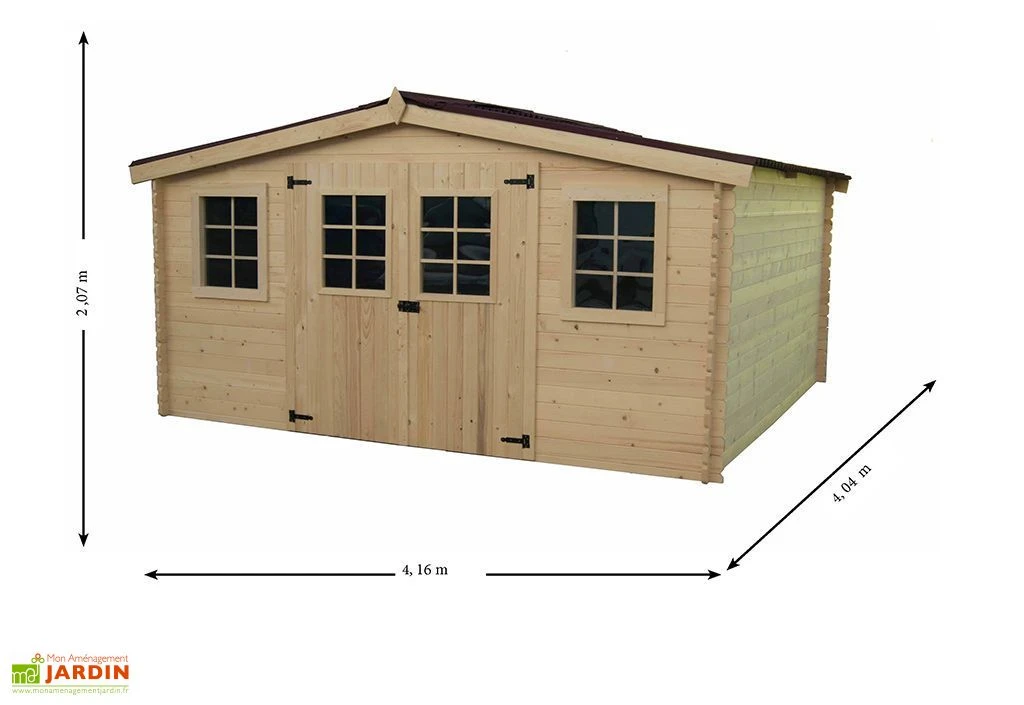 Abri De Jardin En Bois D'Epicéa Brut 16 M² – Image 2