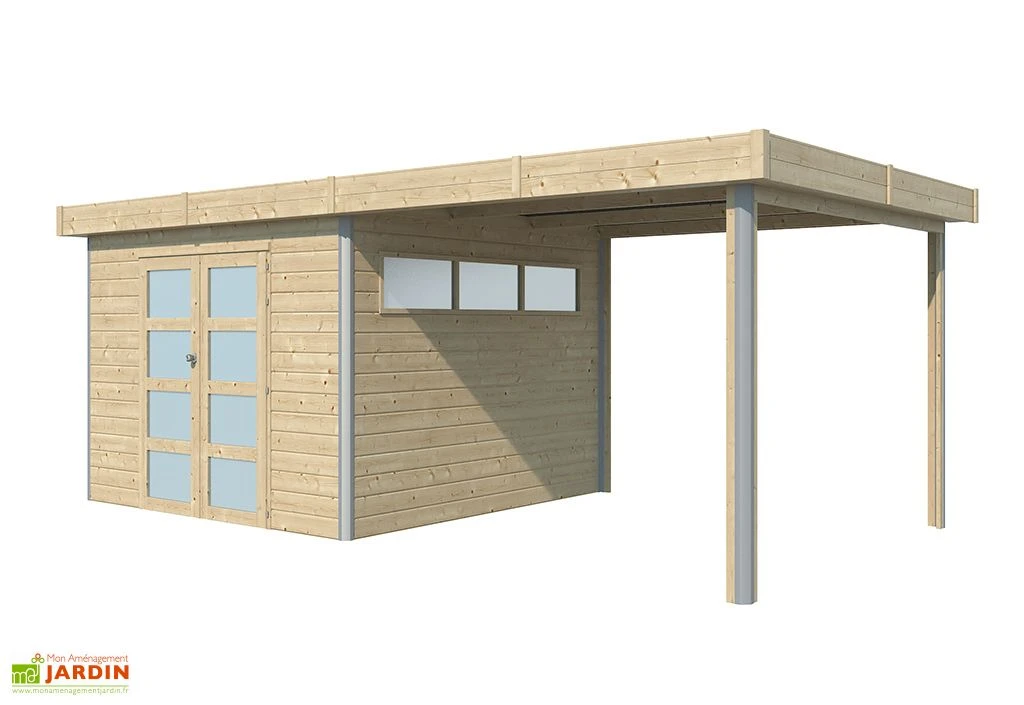 Abri De Jardin En Bois D’épicéa Brut Avec Auvent - 20,1 M²