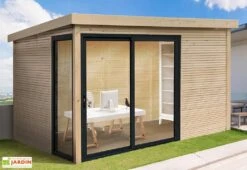Solid Abri De Jardin En Bois D’épicéa Brut Avec Baie Vitrée - Seda 9,22 M²