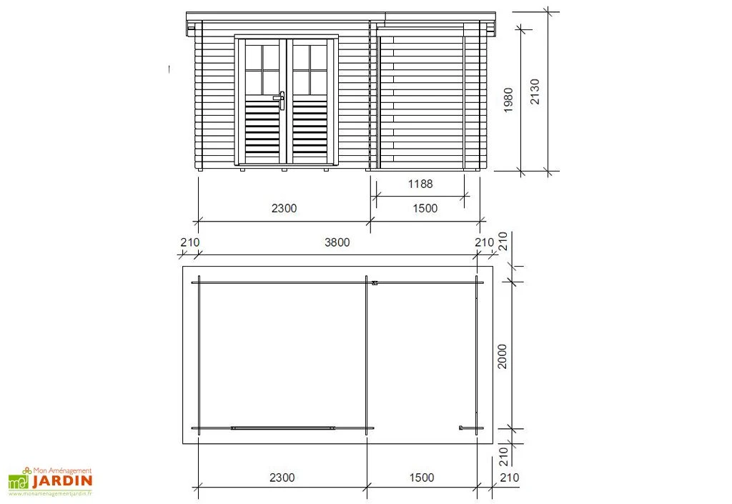 Abri De Jardin En Bois D’épicéa Brut 8,5 M² - Katy – Image 2