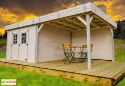 Abri De Jardin En Bois D’épicéa Brut Avec Auvent 20 M²