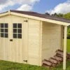 Abri De Jardin En Bois D’Épicéa Brut Avec Bûcher 9 M²