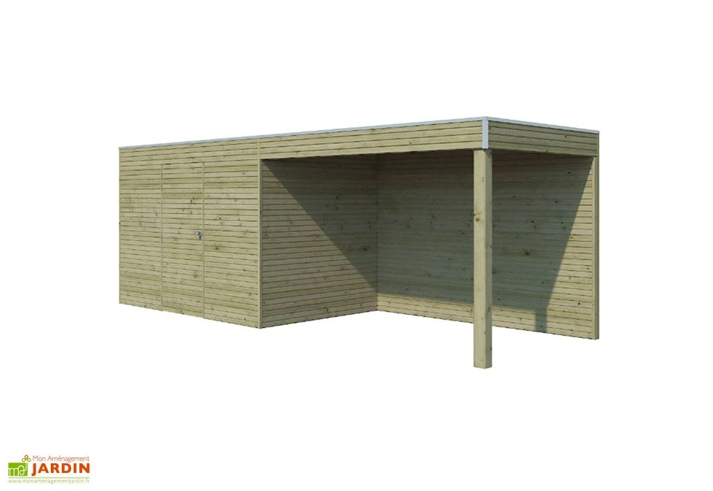 Abri De Jardin En Bois D’épicéa Traité + Extension Qube 12 M²