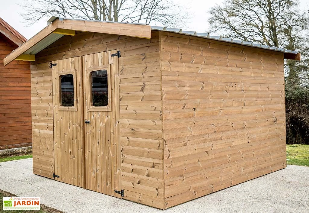 Abri De Jardin En Bois D’épicéa Traité Toit Bac Acier Thermabri – 9 M²