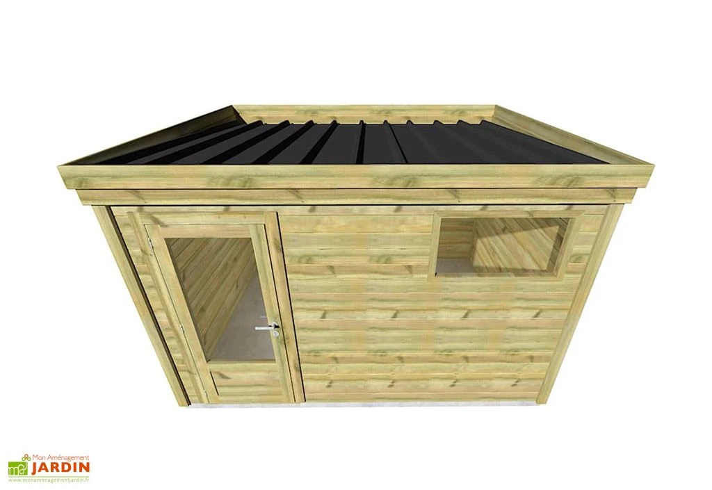 Abri De Jardin En Bois De Pin Traité Et Toiture Bac Acier – 8,3 M² – Image 2