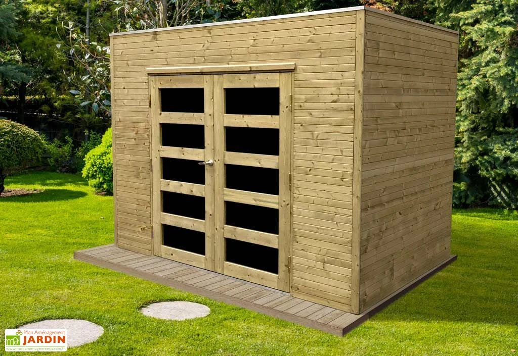 Solid Abri De Jardin En Bois Traité Capri 19 Mm – 6 M² Avec Toit Plat