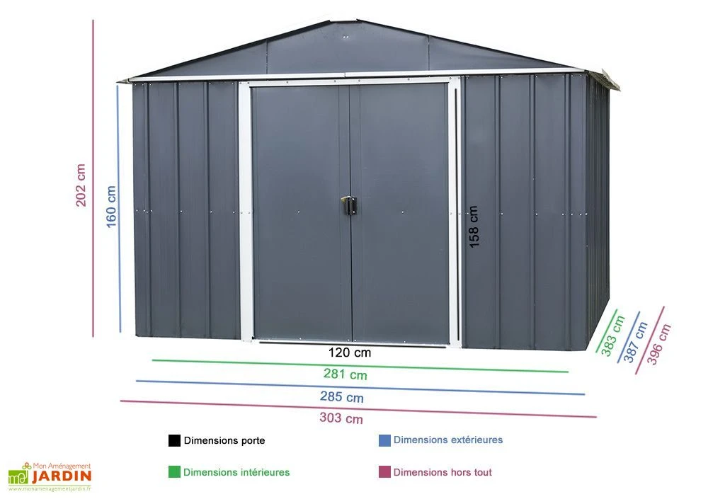 Abri De Jardin Acier Galvanisé Anthracite 396 X 303 Cm 12 M² – Image 4