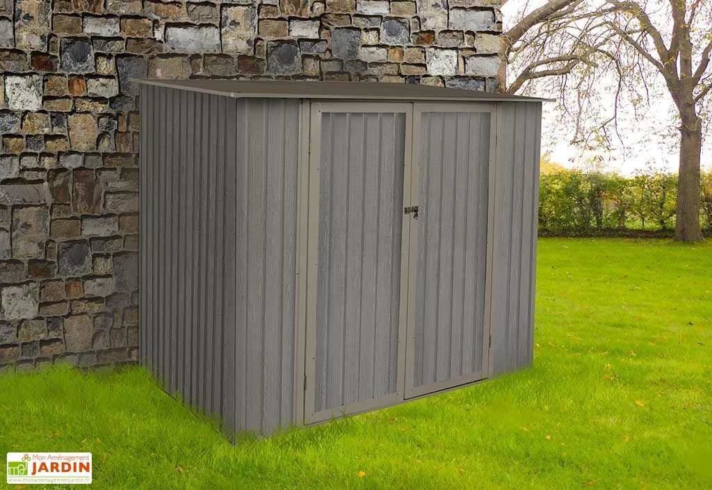 Abri De Jardin En Métal Monopente Look Bois Vieilli 3,17 M²