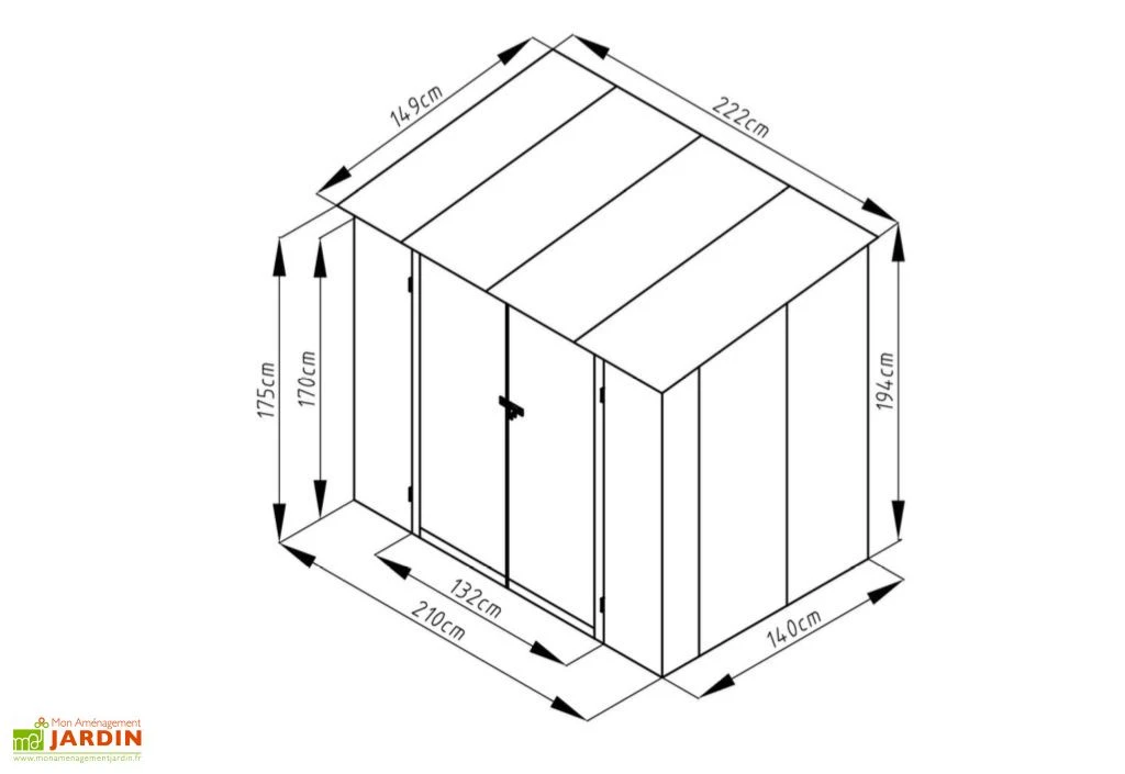 Abri De Jardin En Métal Monopente Look Bois Vieilli 3,17 M² – Image 5