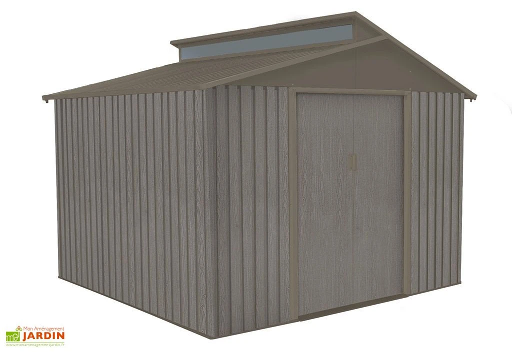 Abri De Jardin En Métal Look Bois Vieilli + Puit De Lumière 7,25 M² – Image 4