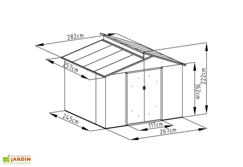 Abri De Jardin En Métal Look Bois Vieilli + Puit De Lumière 7,25 M² – Image 5