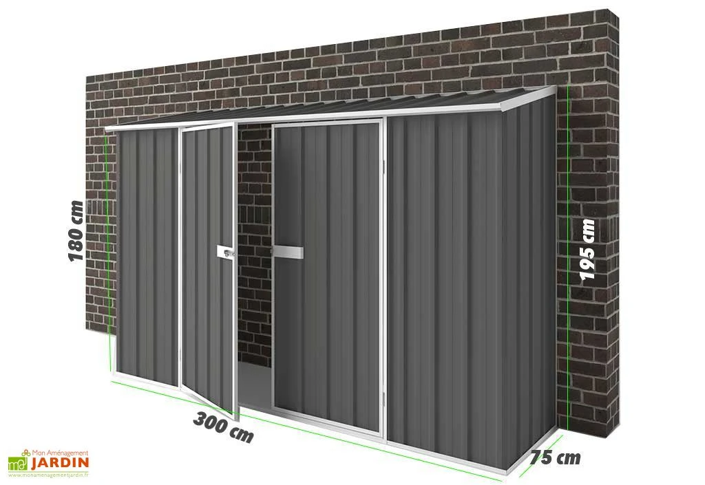 Abri De Jardin En Métal à Adosser 0,35 Mm Compact 0,75 X 3 M – Image 2
