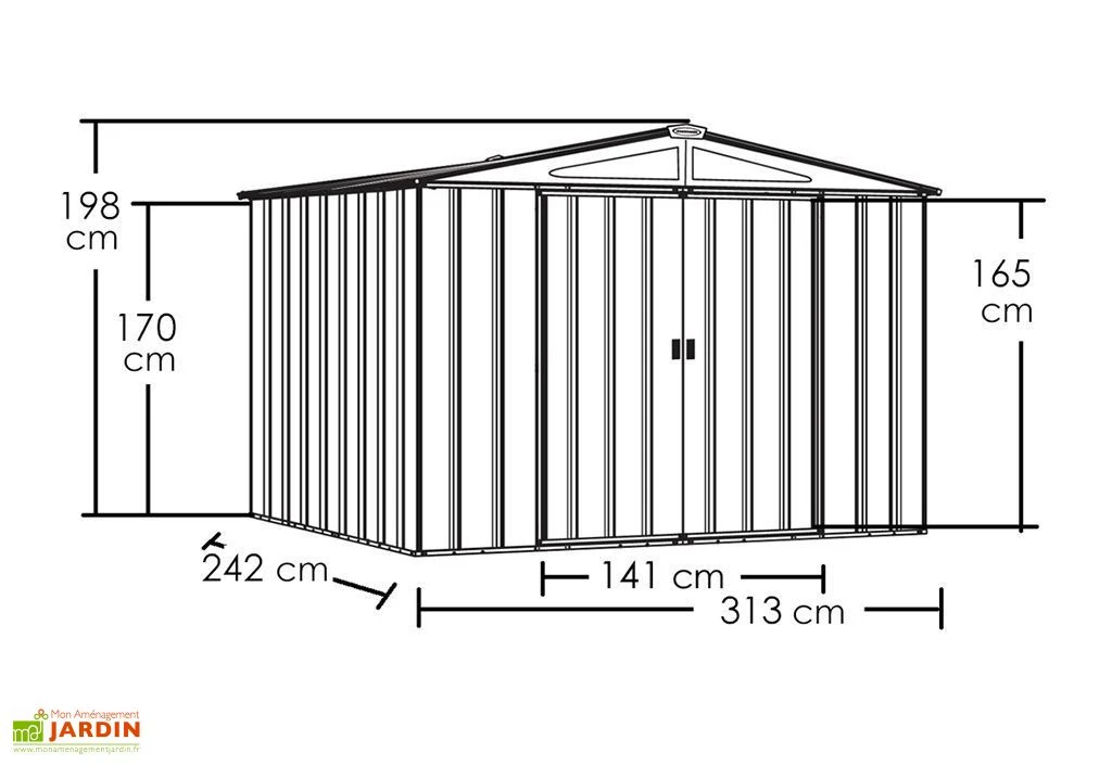 Abri De Jardin En Métal Gris Spacemaker Acier Galvanisé – 7 M² – Image 4
