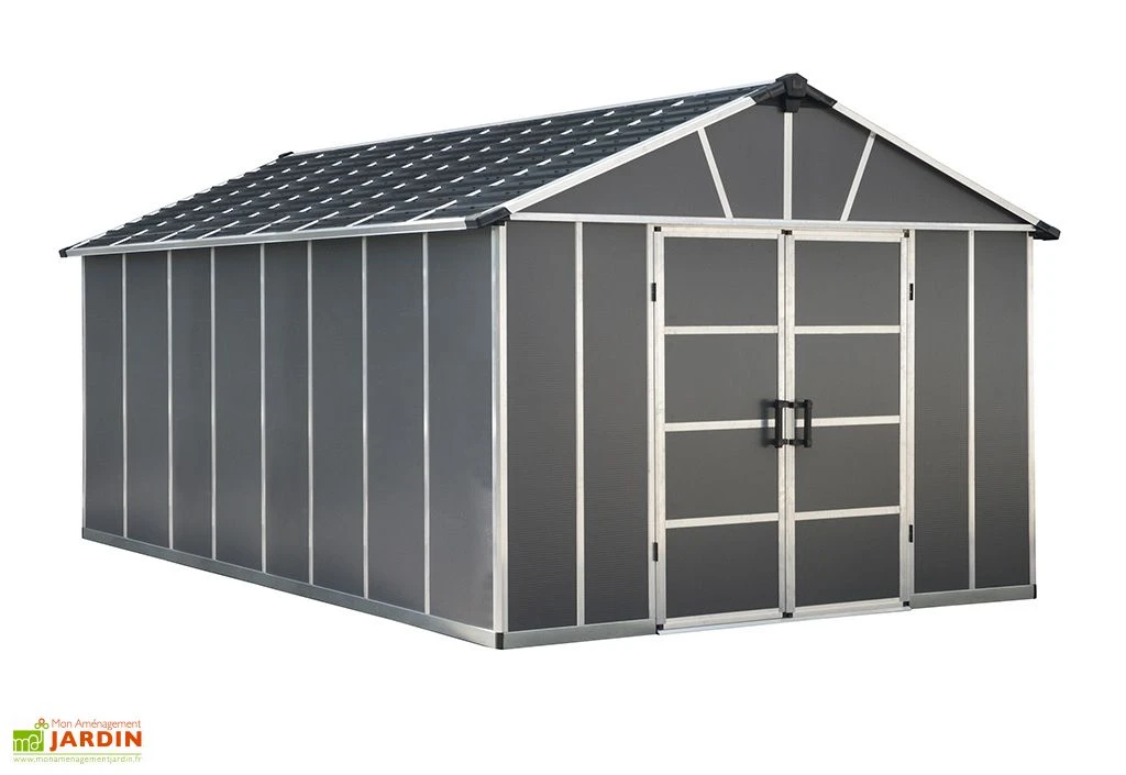 Abri De Jardin En Polycarbonate Et Aluminium Yukon 15 M² - Gris