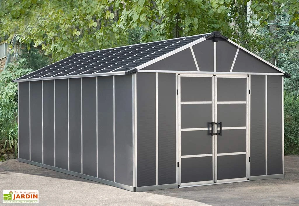 Abri De Jardin En Polycarbonate Et Aluminium Yukon 15 M² - Gris – Image 2