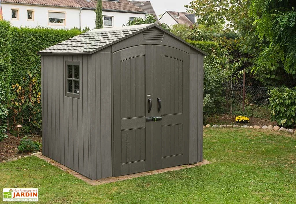 Lifetime Abri De Jardin En Polyéthylène Imitation Bois Et Acier Inox 4,5 M²