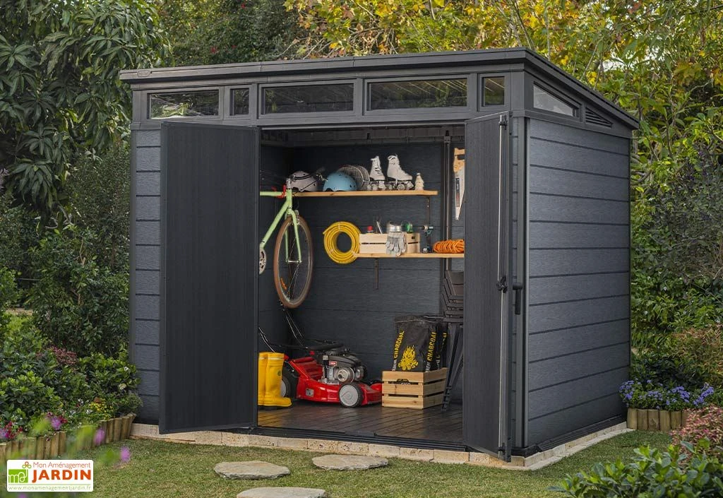 Abri De Jardin En Résine Keter 6 M² Monopente Anthracite – Cortina 97 – Image 2
