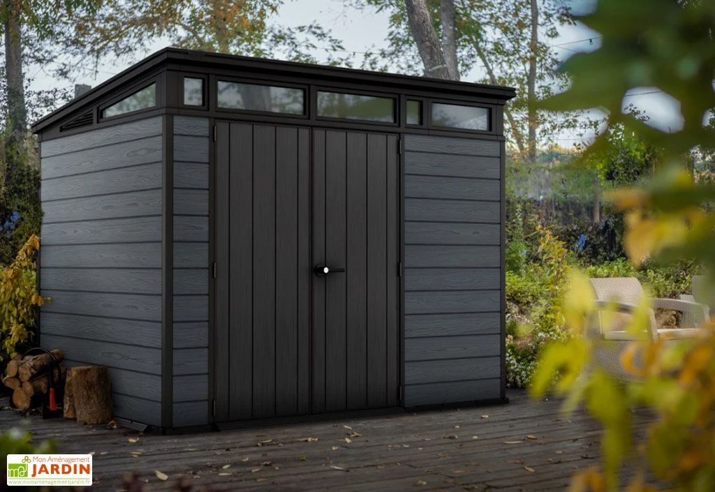 Abri De Jardin En Résine Keter 6 M² Monopente Anthracite – Cortina 97 – Image 3