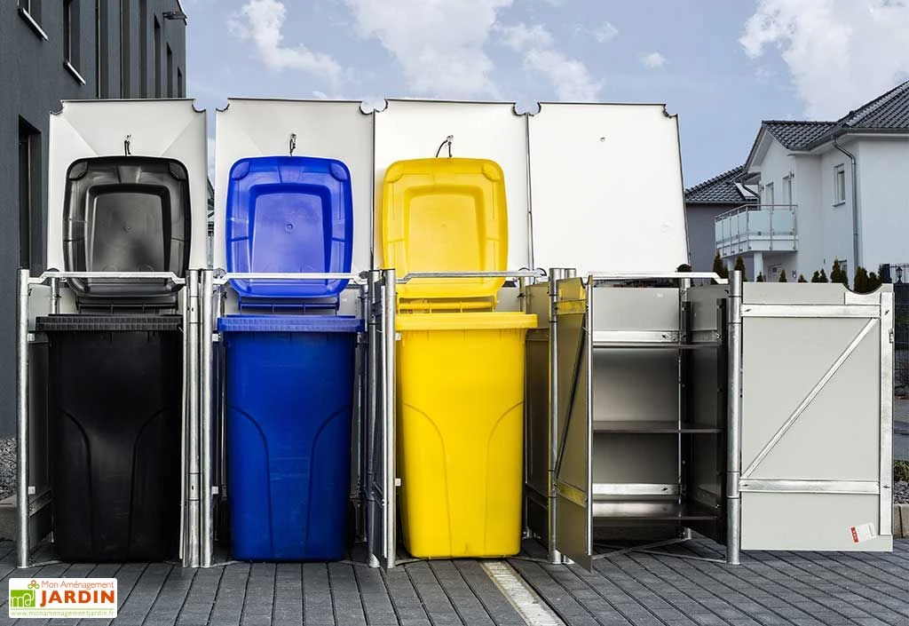 Cache-poubelles En Acier Et Composite Aluminium 278 X 80 X 115 Cm – Image 3