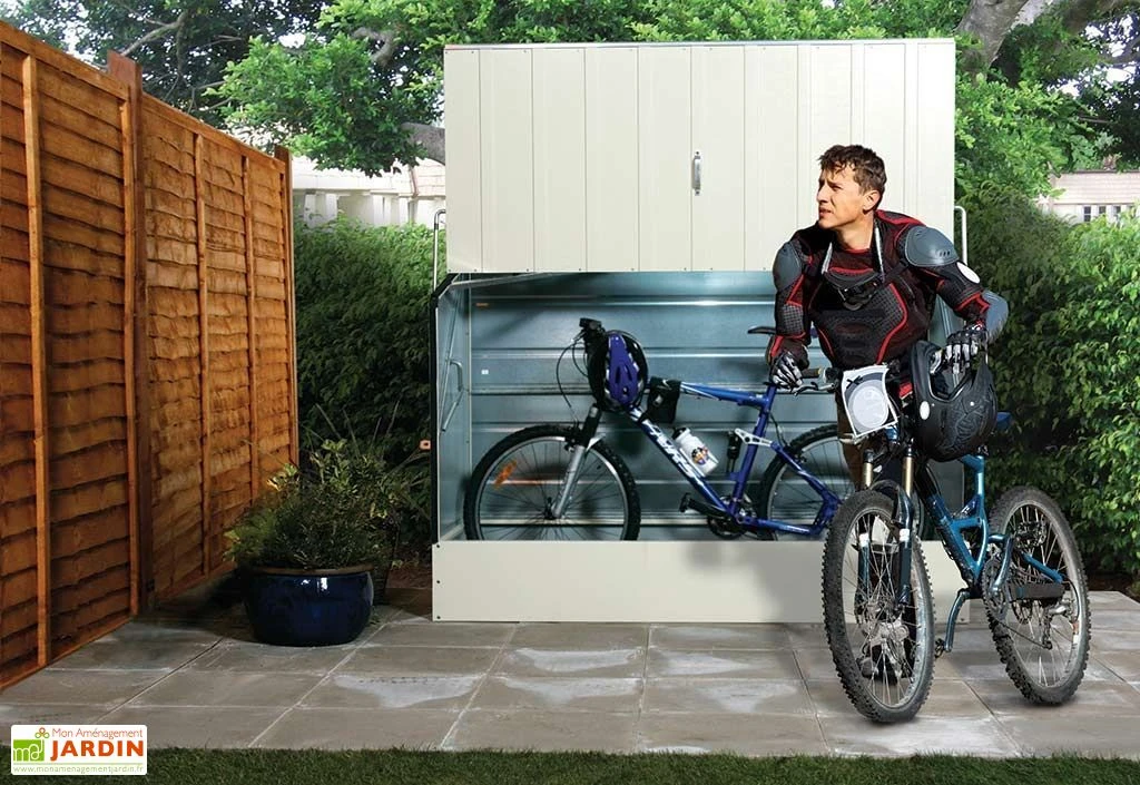 Coffre à Vélos En Métal Crème 196 X 89 X 133 Cm – Image 3