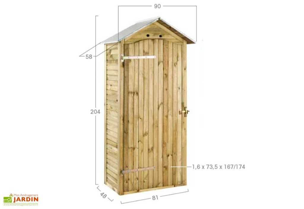 Armoire De Jardin En Bois Simia - 90 X 58 X 204 Cm – Image 4