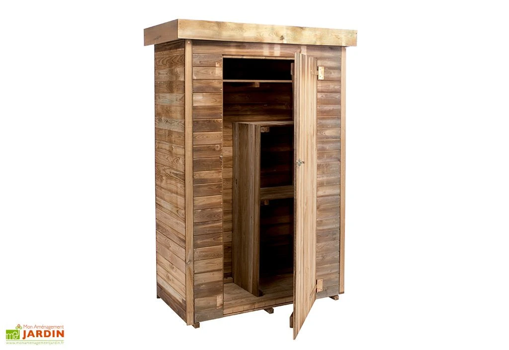 Armoire De Jardin En Bois L.131 X P.69 X H.200 Cm Ep.15 Mm - Theo – Image 3