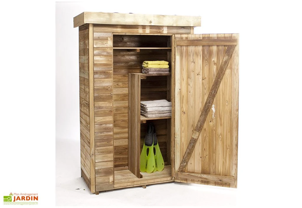 Armoire De Jardin En Bois L.131 X P.69 X H.200 Cm Ep.15 Mm - Theo – Image 4
