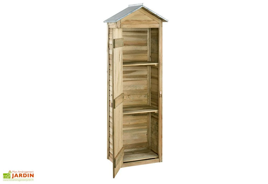 Armoire De Jardin En Bois De Pin Erra 63 X 43 X 181 Cm – Image 3
