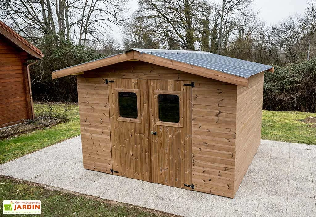 Abri De Jardin En Bois D’épicéa Traité Toit Bac Acier Thermabri – 9 M² – Image 2