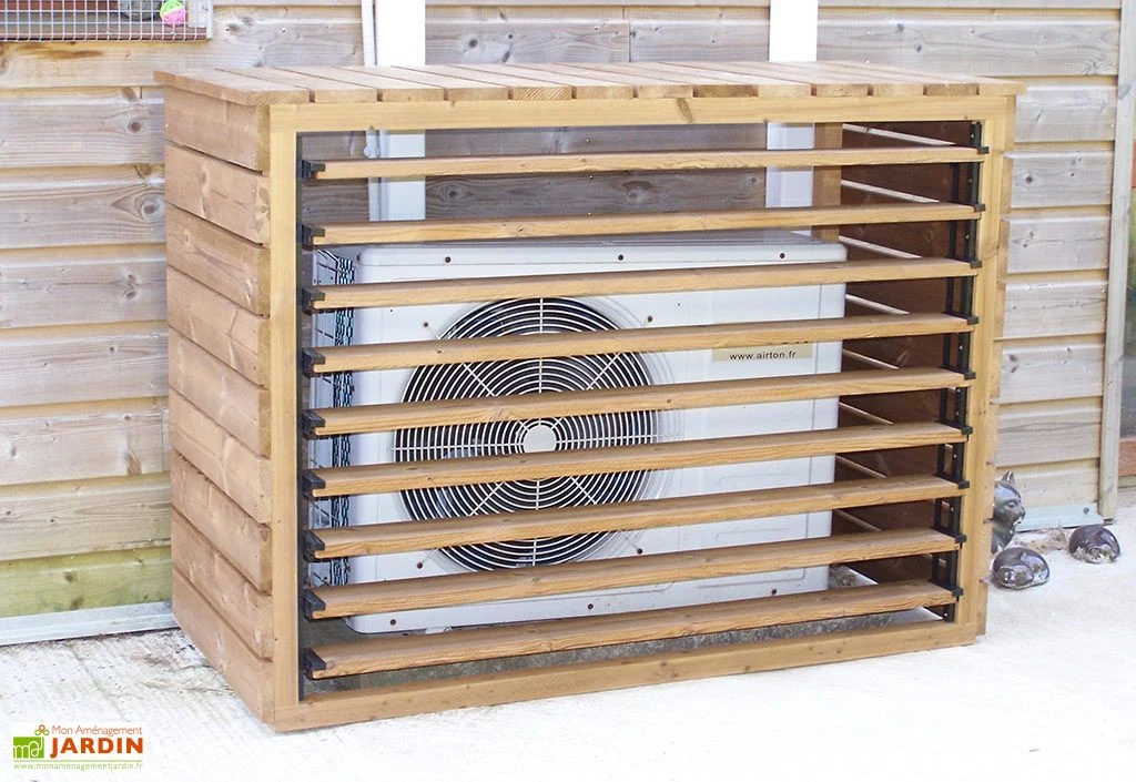 Cache Climatiseur Extérieur En Bois D’Épicéa Traité 132 X 58 X 147 Cm – Image 2