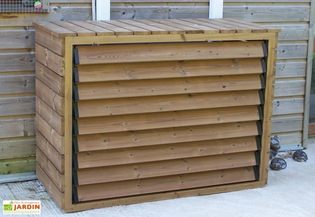 Cache Climatiseur Extérieur En Bois D’Épicéa Traité 132 X 58 X 98 Cm – Image 2