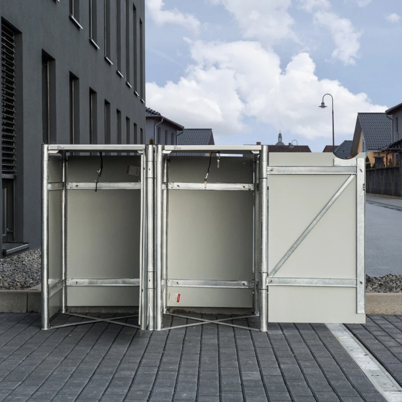 Cache-poubelle 2 Compartiments Müllbox En Aluminium Gris 2x240L – HIDE – Image 4