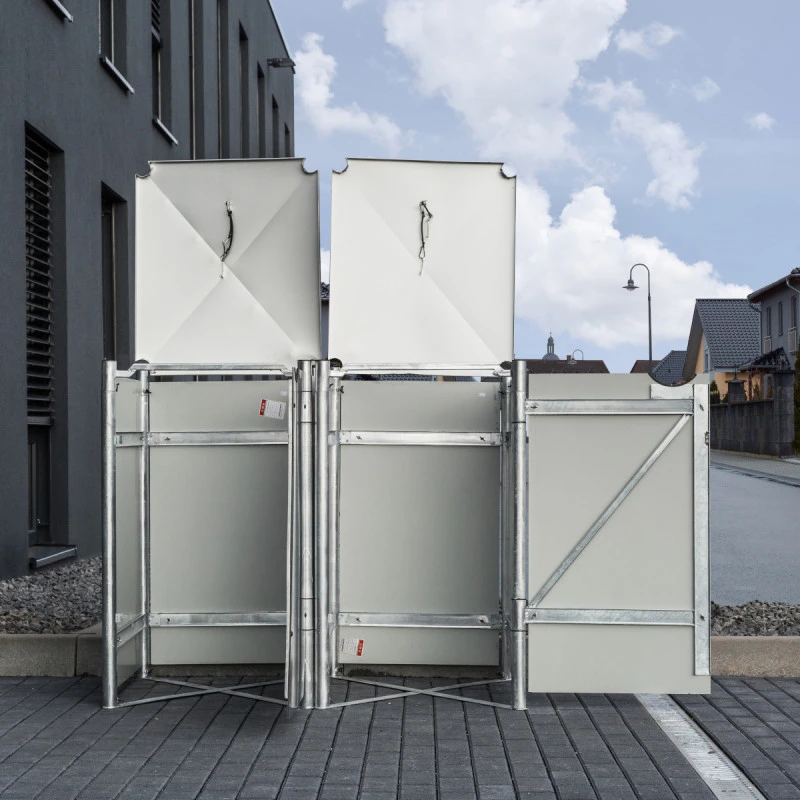 Cache-poubelle 2 Compartiments Müllbox En Aluminium Gris 2x240L – HIDE – Image 5