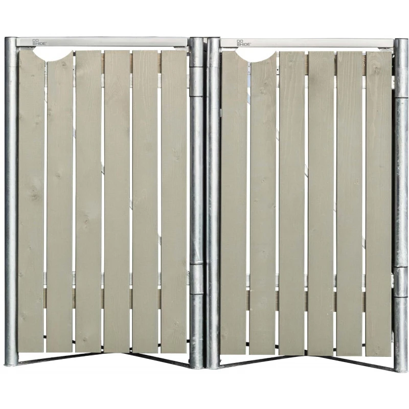 Cache-poubelle 2 Compartiments Müllbox En Bois Traité Gris 2x240L – HIDE – Image 3