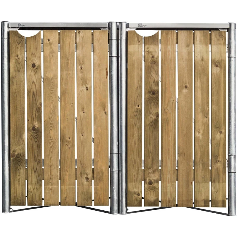 Cache-poubelle 2 Compartiments Müllbox En Bois Traité Naturel 2x240L – HIDE – Image 3