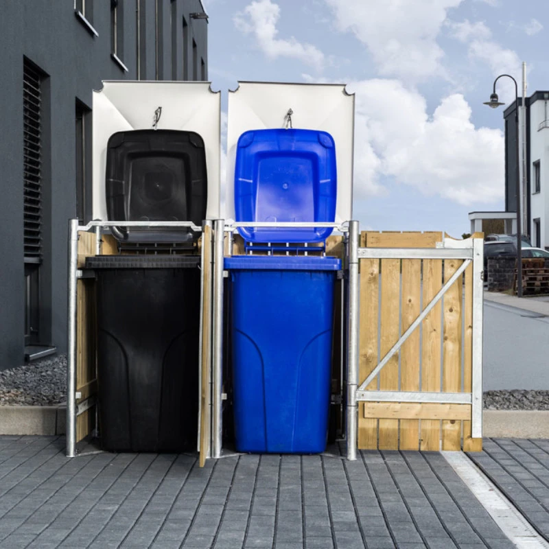 Cache-poubelle 2 Compartiments Müllbox En Bois Traité Naturel 2x240L – HIDE – Image 5