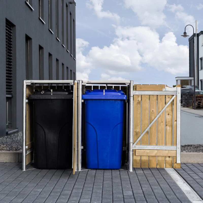 Cache-poubelle 2 Compartiments Müllbox En Bois Traité Naturel 2x240L – HIDE – Image 6