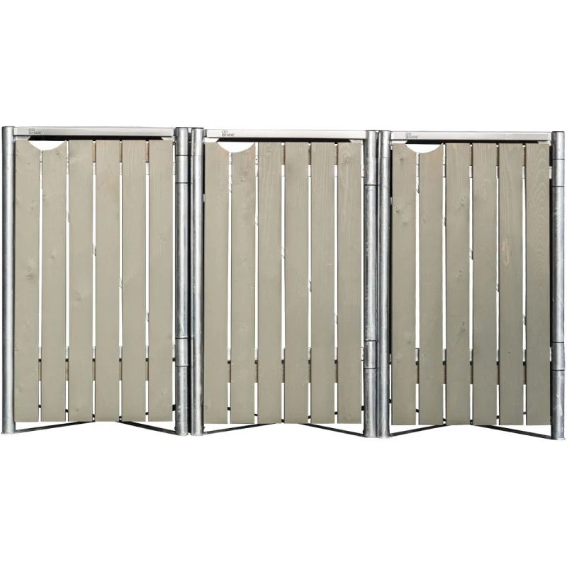 Cache-poubelle 3 Compartiments Müllbox En Bois Traité Gris 3x240L – HIDE – Image 3