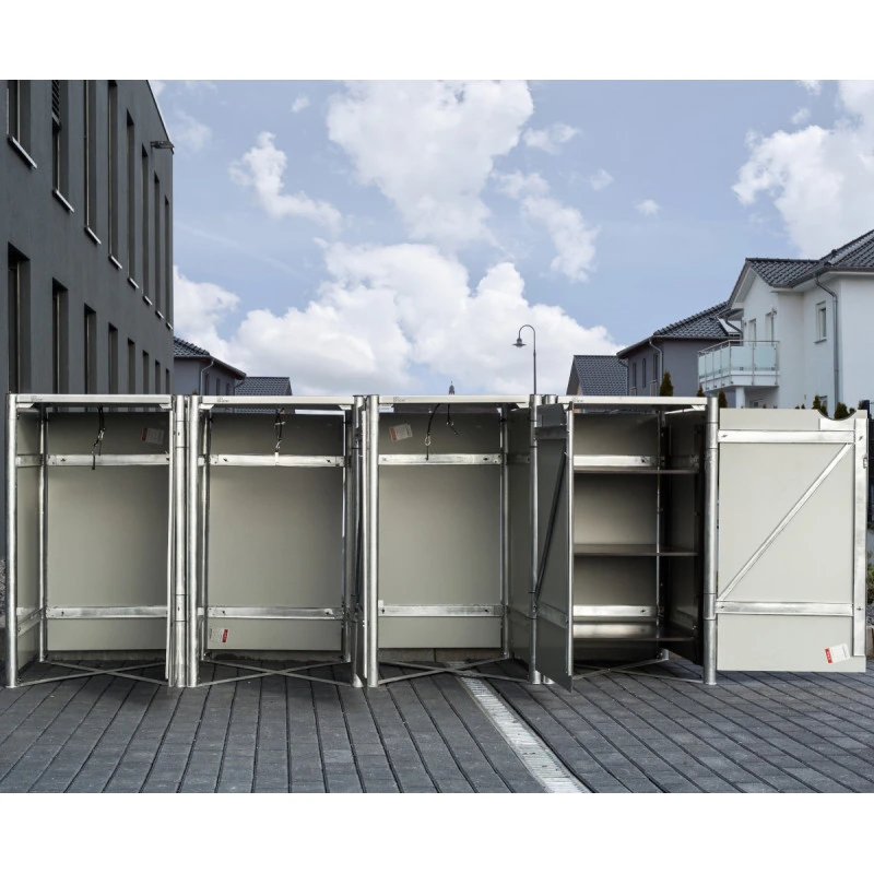 Cache-poubelle 4 Compartiments Müllbox En Aluminium Gris 4x240L – HIDE – Image 2