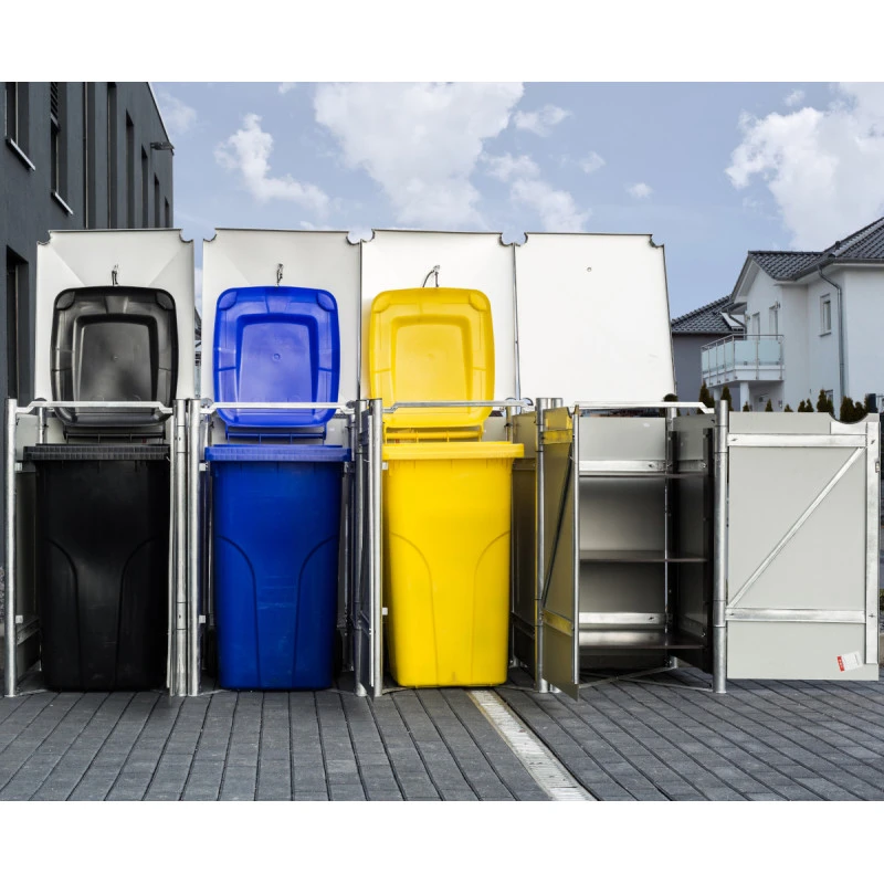 Cache-poubelle 4 Compartiments Müllbox En Aluminium Noir 4x140L – HIDE