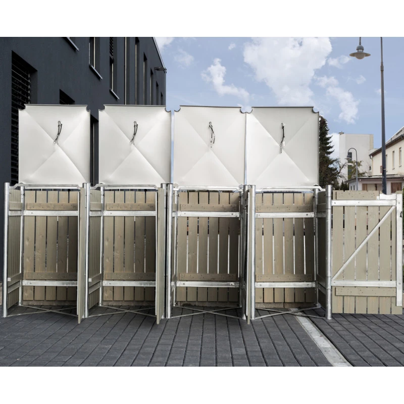 Cache-poubelle 4 Compartiments Müllbox En Bois Traité Gris 4x140L – HIDE – Image 4