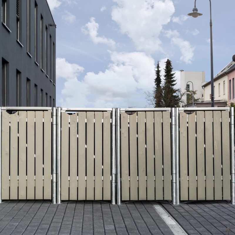 Cache-poubelle 4 Compartiments Müllbox En Bois Traité Gris 4x240L – HIDE – Image 2