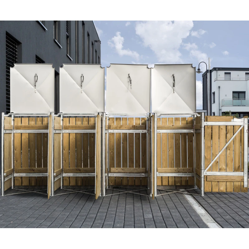 Cache-poubelle 4 Compartiments Müllbox En Bois Traité Naturel 4x140L – HIDE – Image 5