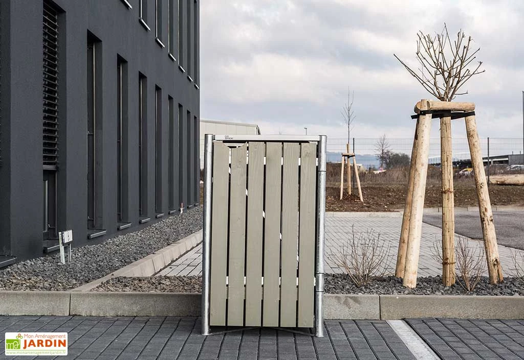 Cache-poubelle Simple En Acier Et Bois De Pin Traité 69 X 80 X 115 Cm – Image 3