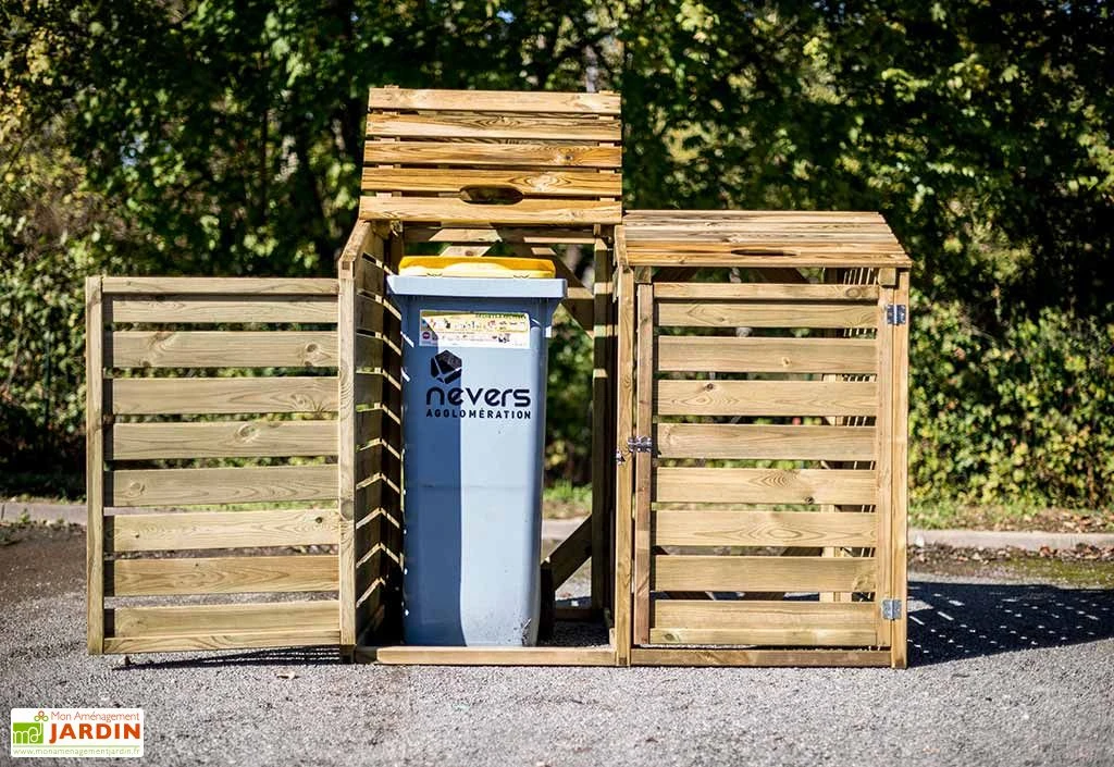 Cache Poubelle Bois Double (150x90x120) – Image 2