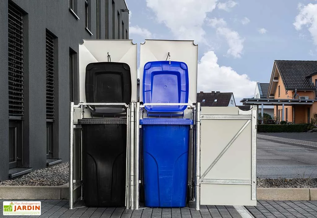 Cache-poubelle Double En Acier Et Composite Aluminium 120 X 63 X 115 Cm – Image 5