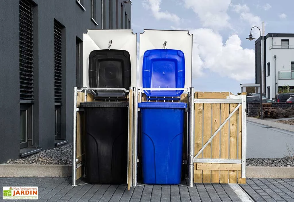 Cache-poubelle Double En Acier Et Bois De Pin Traité 139 X 80 X 115 Cm – Image 4